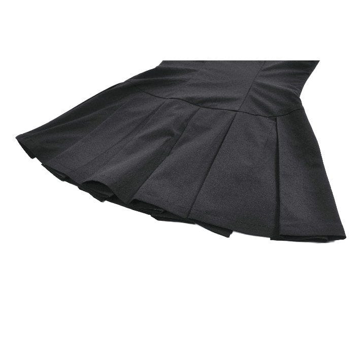 Darkinlove Women's Punk Skull Zip Turn-down Collar Sleeveless Dress