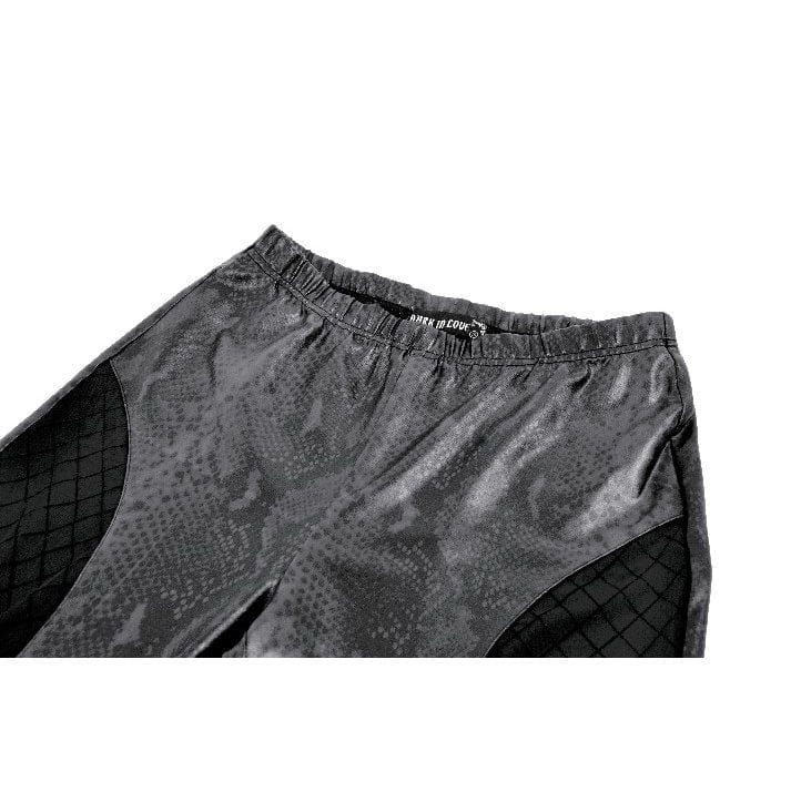 Darkinlove Women's Punk Snakeskin Diamond-textured Mesh Splice Pants