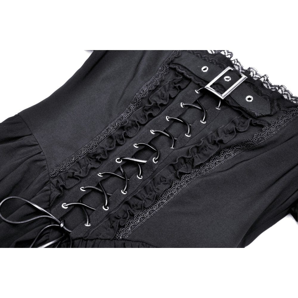 Darkinlove Women's Punk Strappy Buckle Ruffled Dress