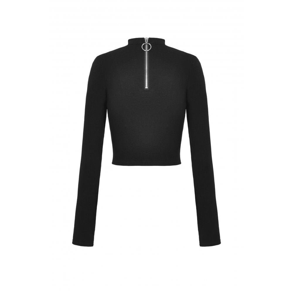 Darkinlove Women's Punk Strappy Cutout Mesh Splice Crop Top