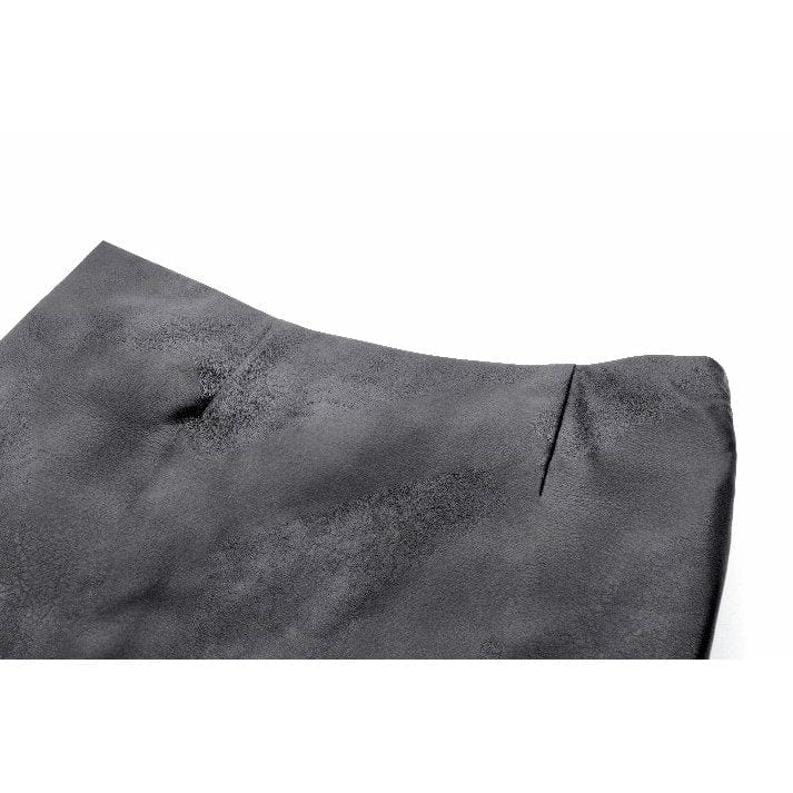 Darkinlove Women's Punk Straps Faux Leather Short Skirt