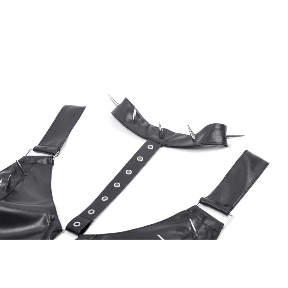 Darkinlove Women's Punk Studded Faux Leather Bustier