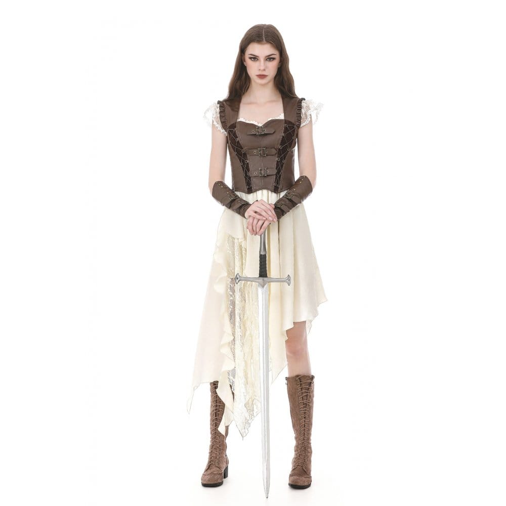 Darkinlove Women's Steampunk Buckle Strap Cutout Side Zipper Vest