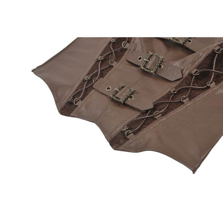 Darkinlove Women's Steampunk Buckle Strap Cutout Side Zipper Vest