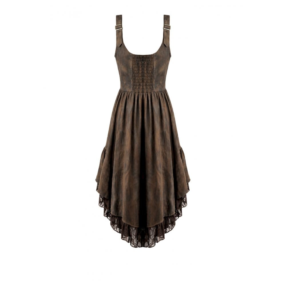 Darkinlove Women's Steampunk Buckle Straps High-Low Suspender Dress