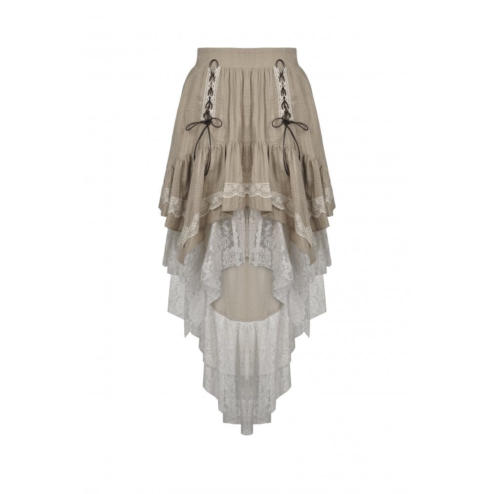 Darkinlove Women's Steampunk Gothic Layered Dovetail Skirt Victorian Ruffles Pirate Skirt