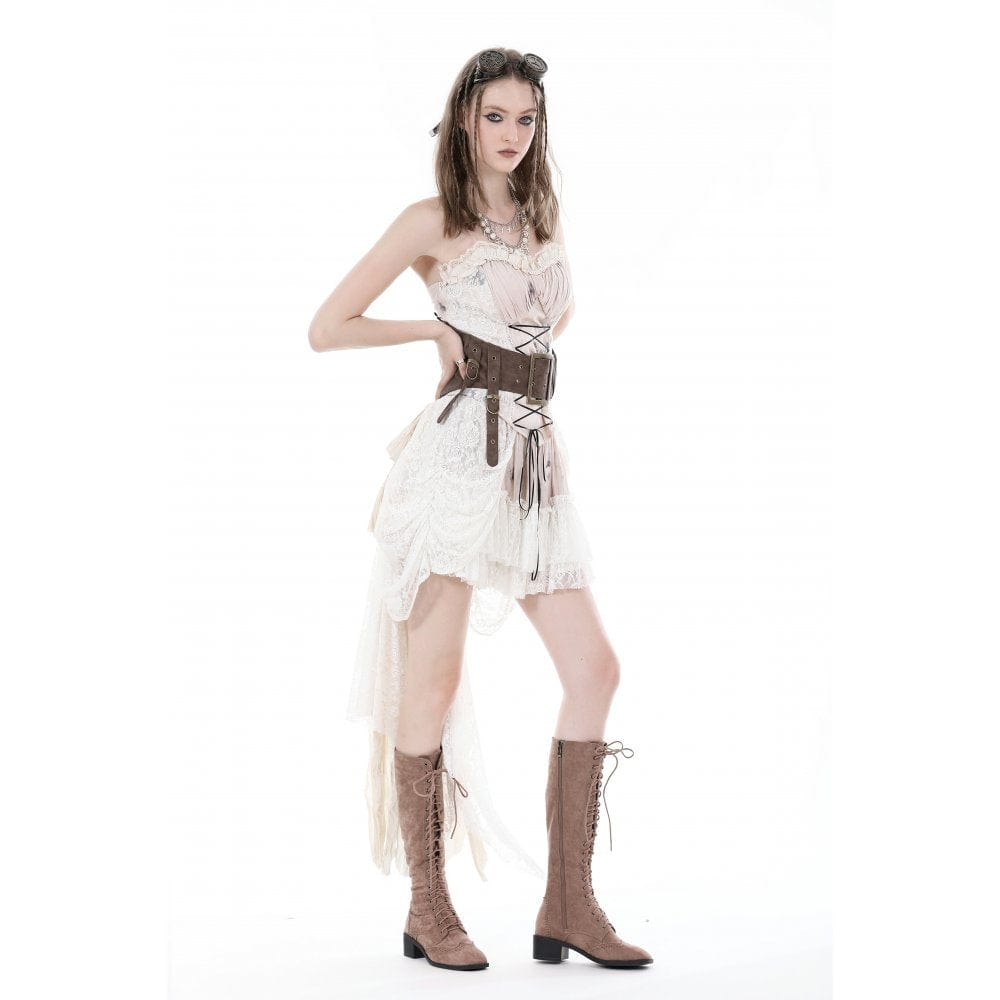 Darkinlove Women's Steampunk Irregular Big Buckle Underbust Corset