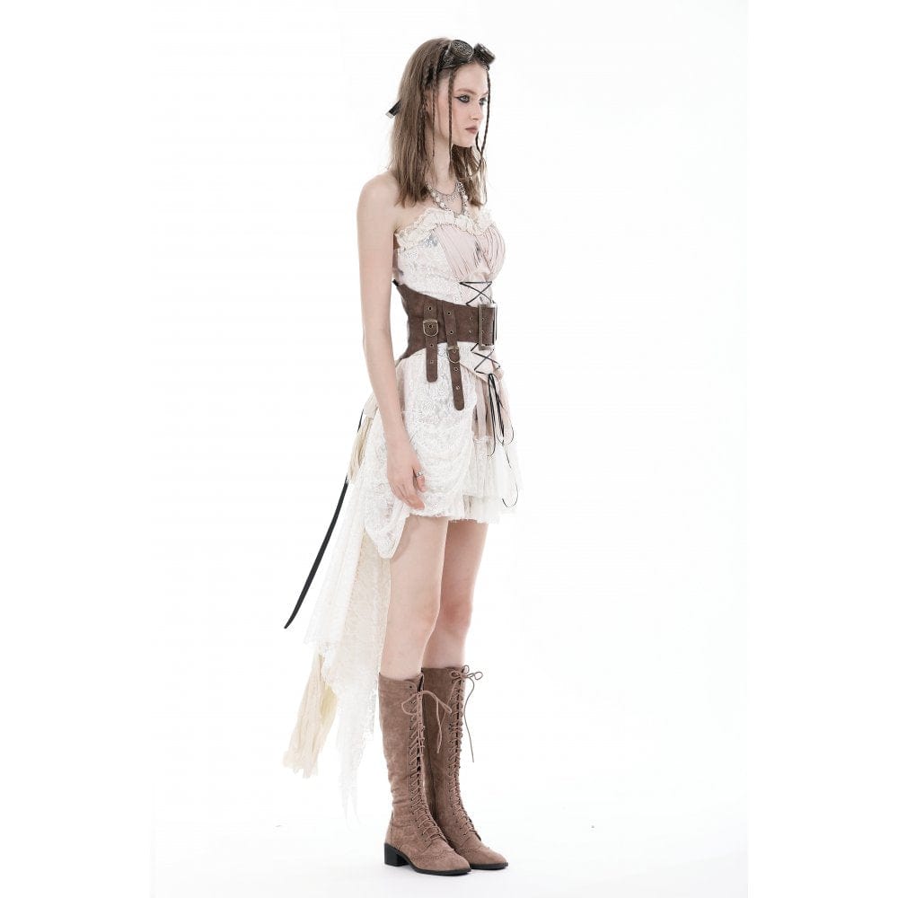 Darkinlove Women's Steampunk Irregular Big Buckle Underbust Corset