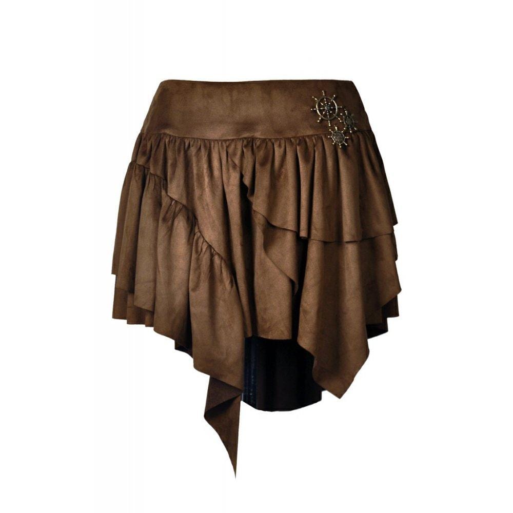 Darkinlove Women's Steampunk Irregular Hem Ruched Short Skirts
