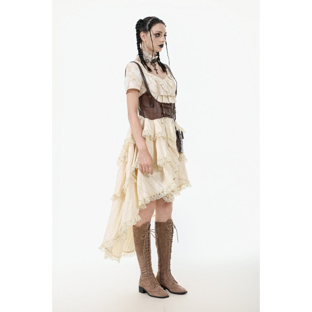 Darkinlove Women's Steampunk Multilayer High/Low Skirt