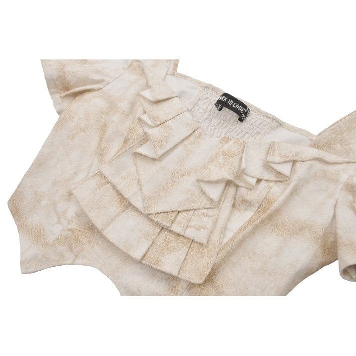 Darkinlove Women's Steampunk Ruffles Tie-Dye Crop Top