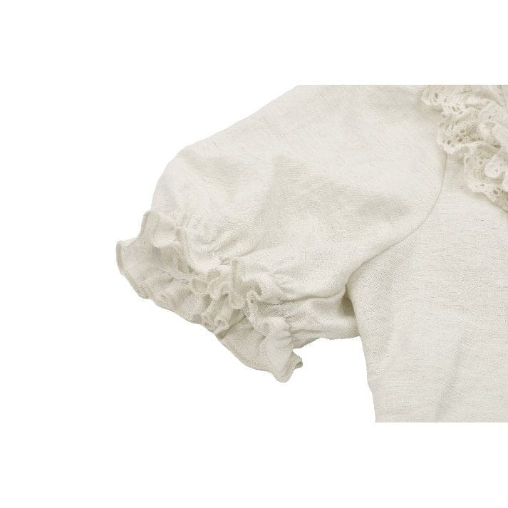 Darkinlove Women's Steampunk Stand Collar Ruffles Short Sleeved Shirt