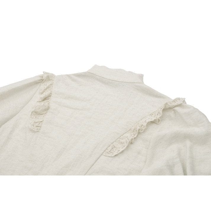 Darkinlove Women's Steampunk Stand Collar Ruffles Short Sleeved Shirt