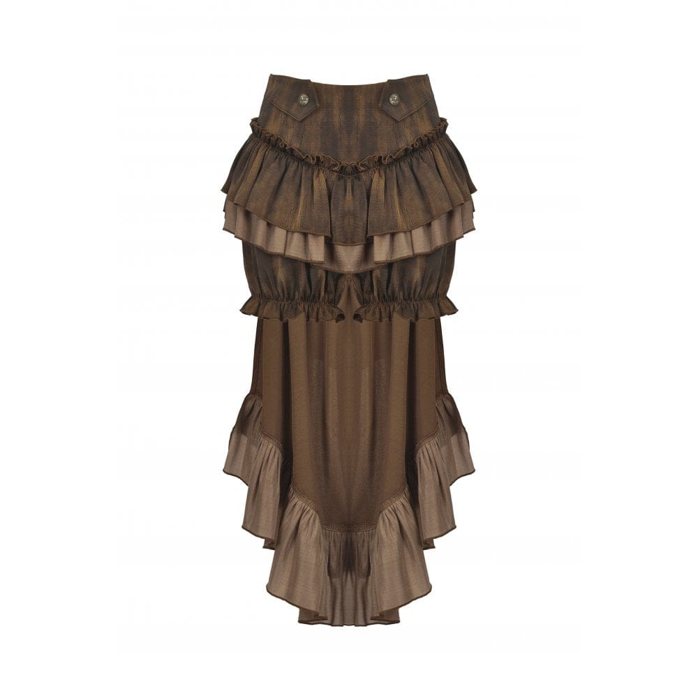 Darkinlove Women's Steampunk Tailcoat Bloomers with Anchor Buttons and Ruffled Trim