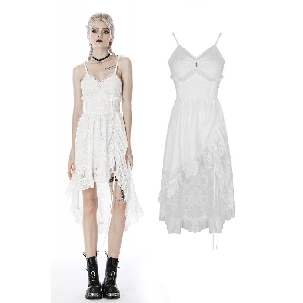 Darkinlove Women's Steampunk White Cocktail Floral Lace Slip Dresses