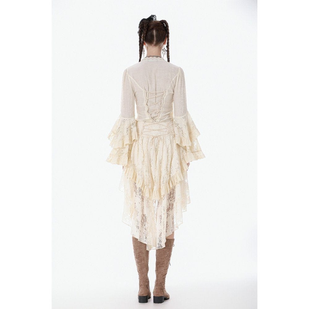 Darkinlove Women's Stempunk Lace Ruffled Layered High Low Skirt