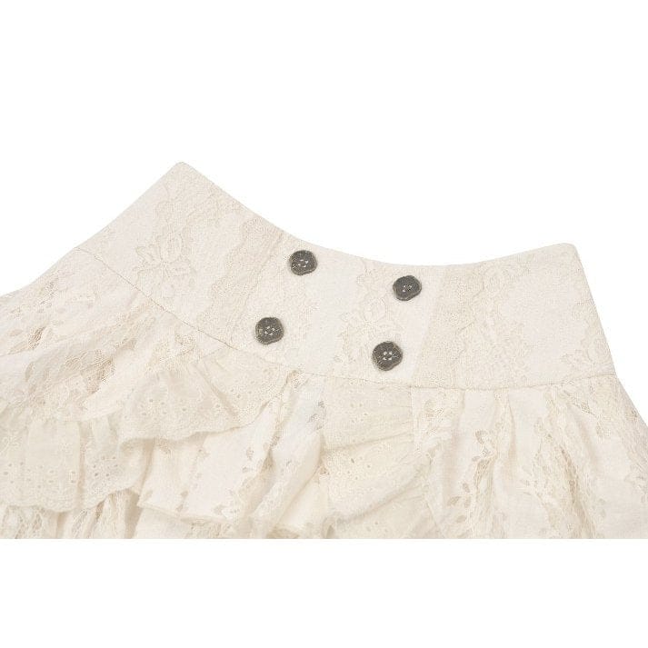 Darkinlove Women's Stempunk Lace Ruffled Layered High Low Skirt