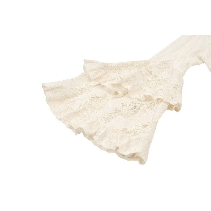 Darkinlove Women's Stempunk Lace-up Layered Flared Sleeved Shirt