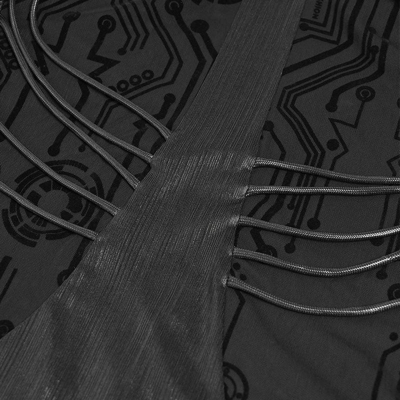 DEVIL FASHION Men's Cyberpunk Circuit Board Printed Shirt