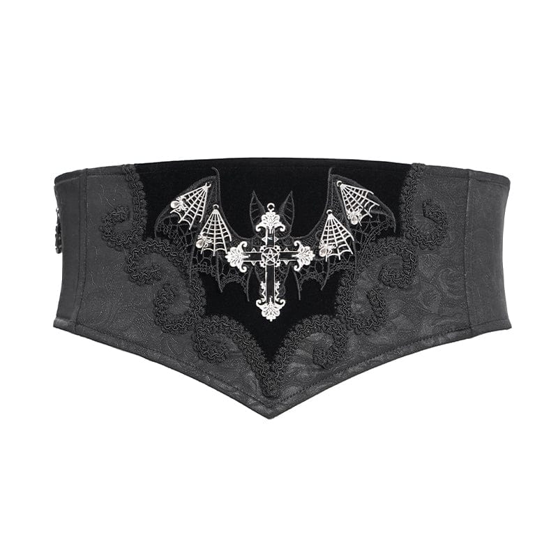 DEVIL FASHION Men's Gothic Bat Embroidered Cross Girdle
