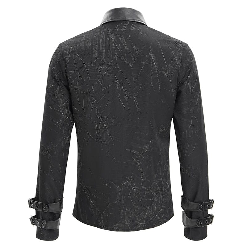 DEVIL FASHION Men's Gothic Chain Buckle-up Shirt