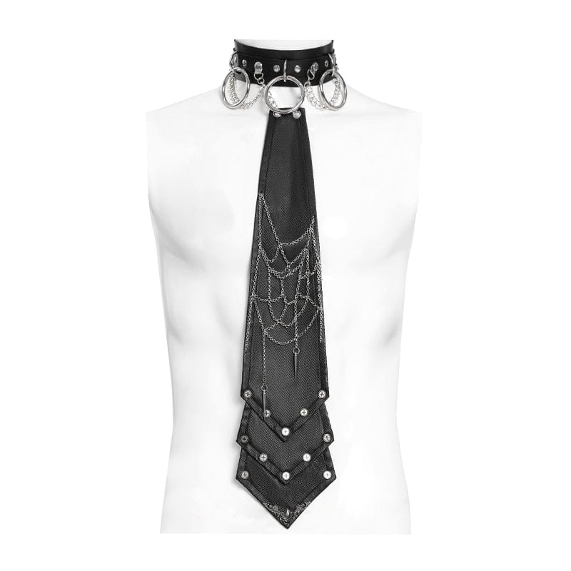 DEVIL FASHION Men's Gothic Chain Splice Buckle Choker Necktie