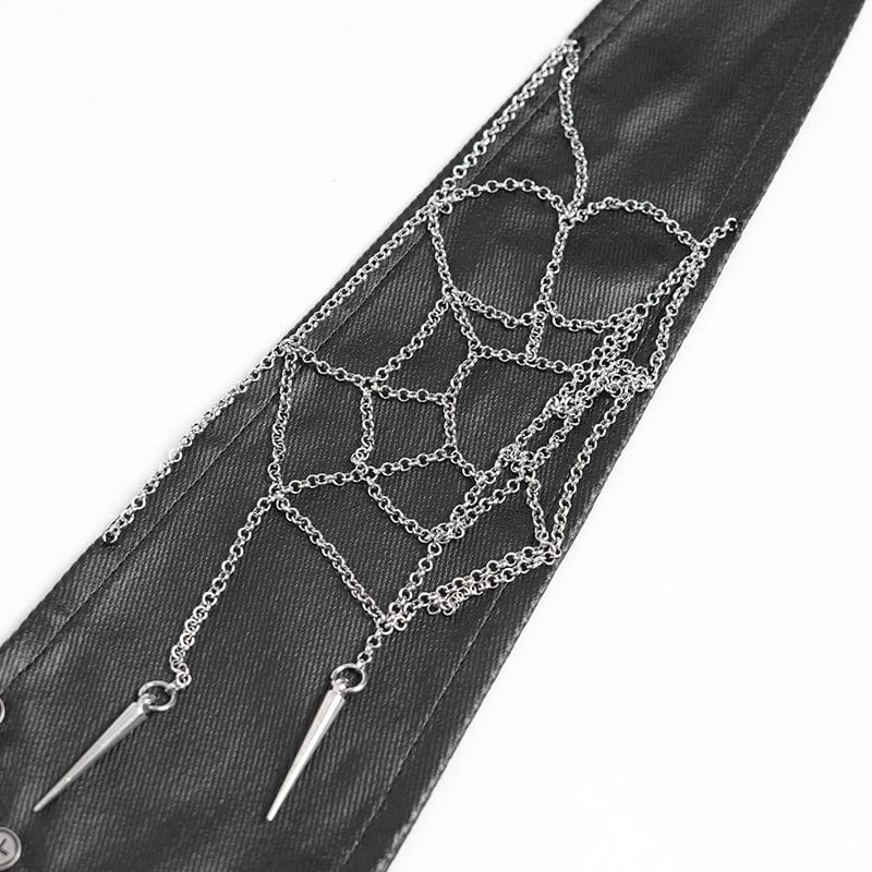 DEVIL FASHION Men's Gothic Chain Splice Buckle Choker Necktie