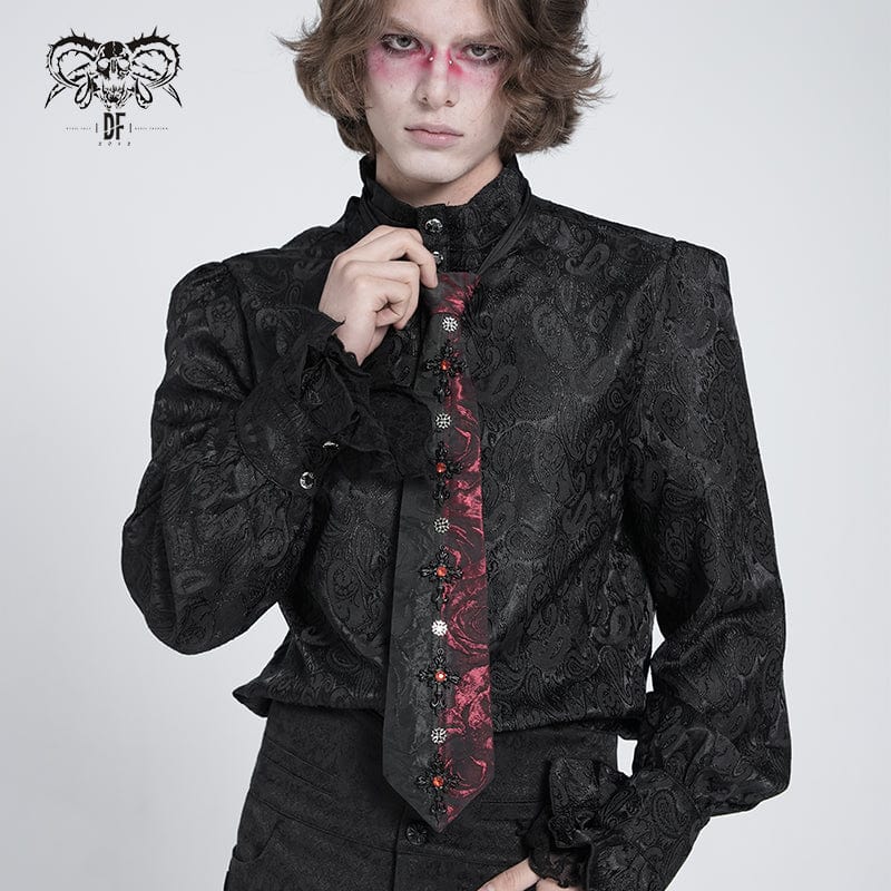 DEVIL FASHION Men's Gothic Contrast Color Cross Necktie