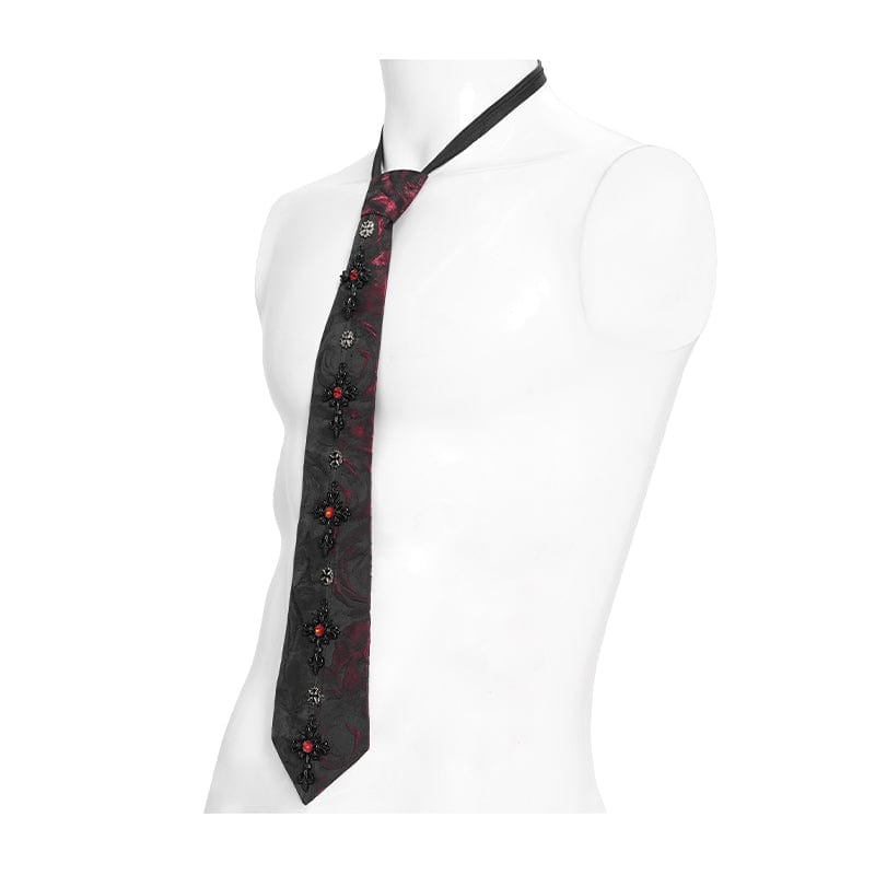 DEVIL FASHION Men's Gothic Contrast Color Cross Necktie