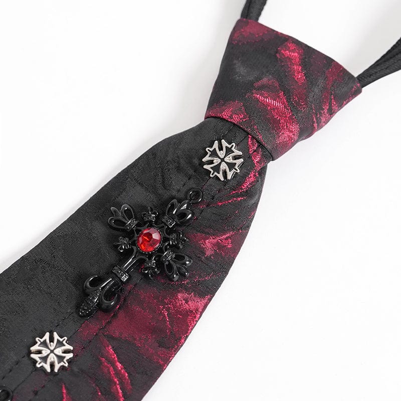 DEVIL FASHION Men's Gothic Contrast Color Cross Necktie