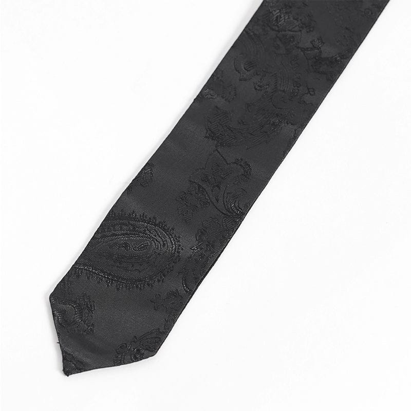 DEVIL FASHION Men's Gothic Cross Embroidered Tassel Necktie