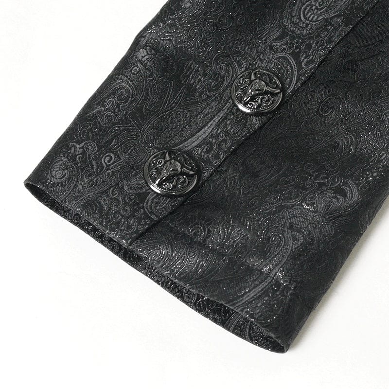 DEVIL FASHION Men's Gothic Double-Breasted Notched Lapel Cross Jacket