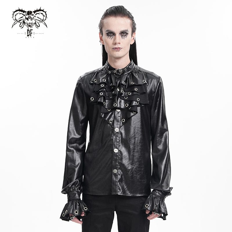 DEVIL FASHION Men's Gothic Eyelets Buckle-up Shirt