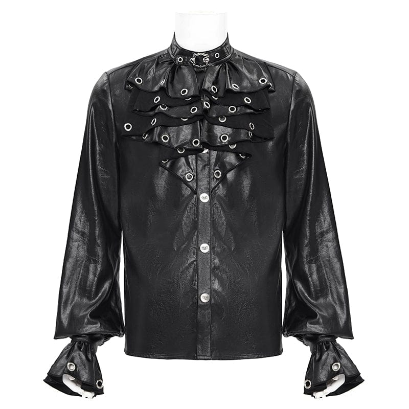DEVIL FASHION Men's Gothic Eyelets Buckle-up Shirt