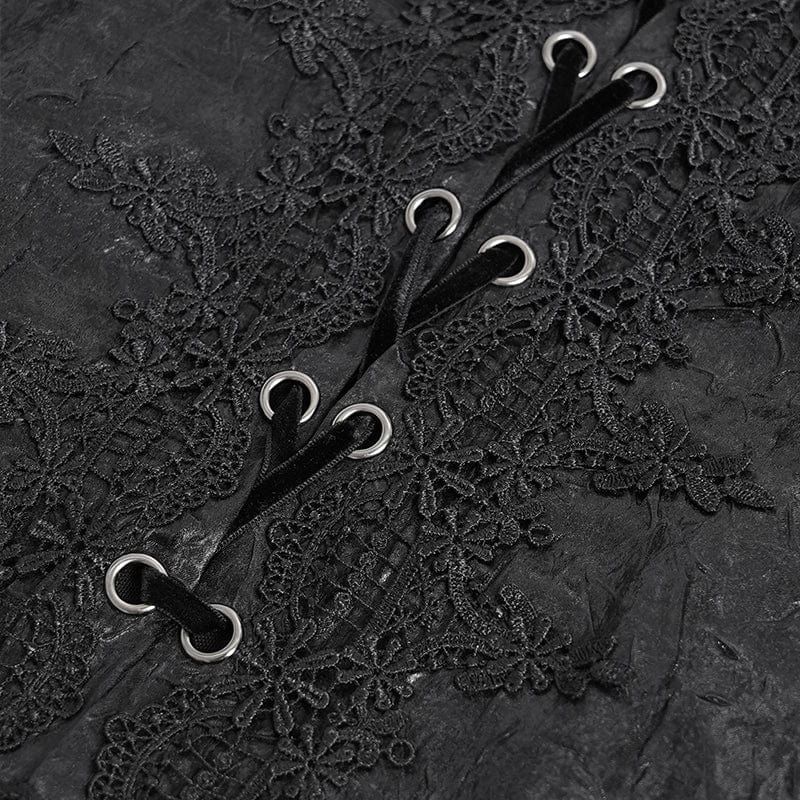 DEVIL FASHION Men's Gothic Flared Sleeved Lace-up Swallow-tailed Shirt