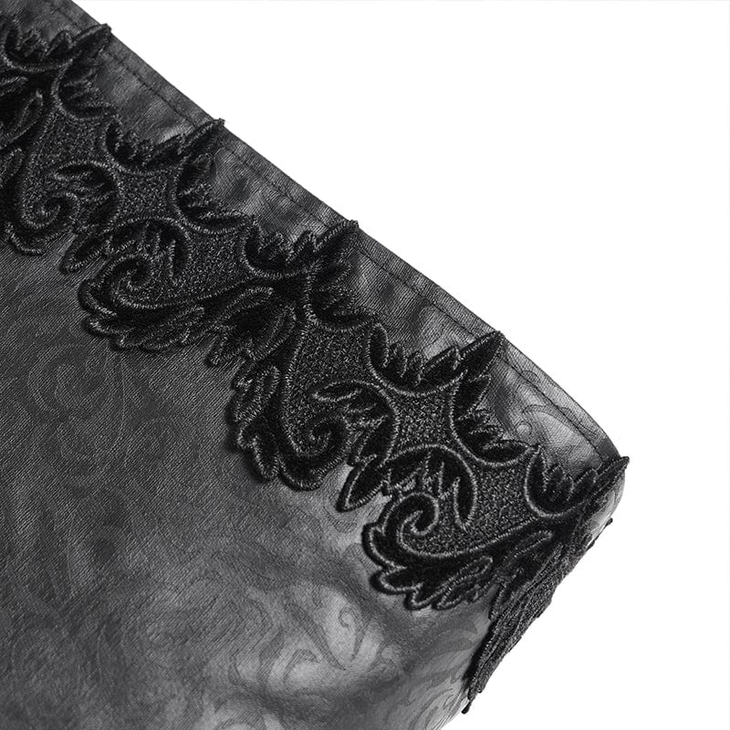 DEVIL FASHION Men's Gothic Floral Crochet Lace-up Bell Sleeved Coat