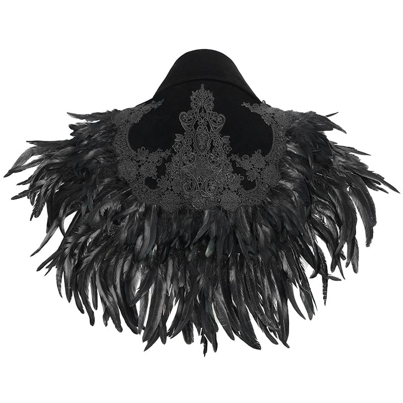 DEVIL FASHION Men's Gothic Floral Embroidered Feather Cape