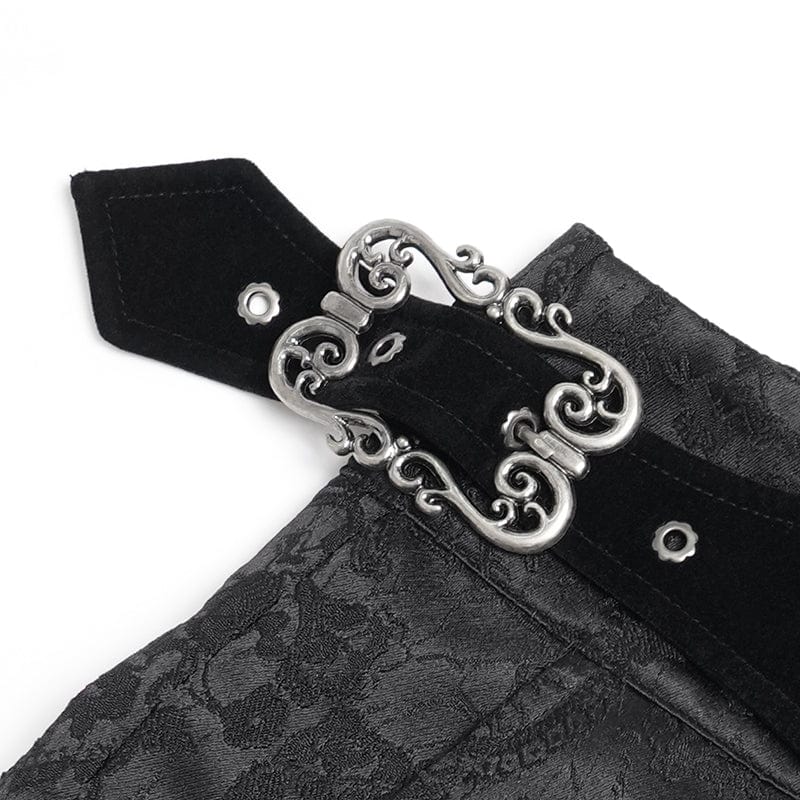 DEVIL FASHION Men's Gothic Floral Printed Buckle Lace-up Pants