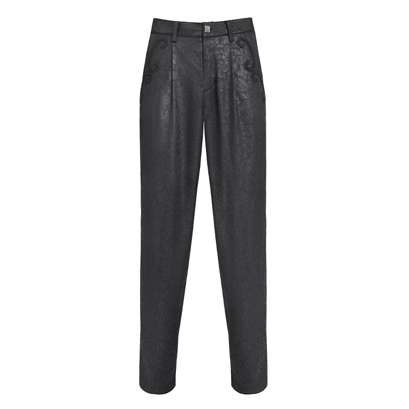 DEVIL FASHION Men's Gothic Floral Printed Suit Pants