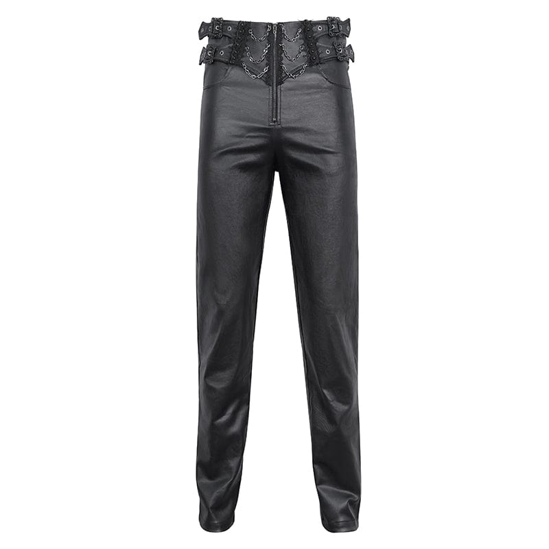 DEVIL FASHION Men's Gothic High-waisted Chain Pants