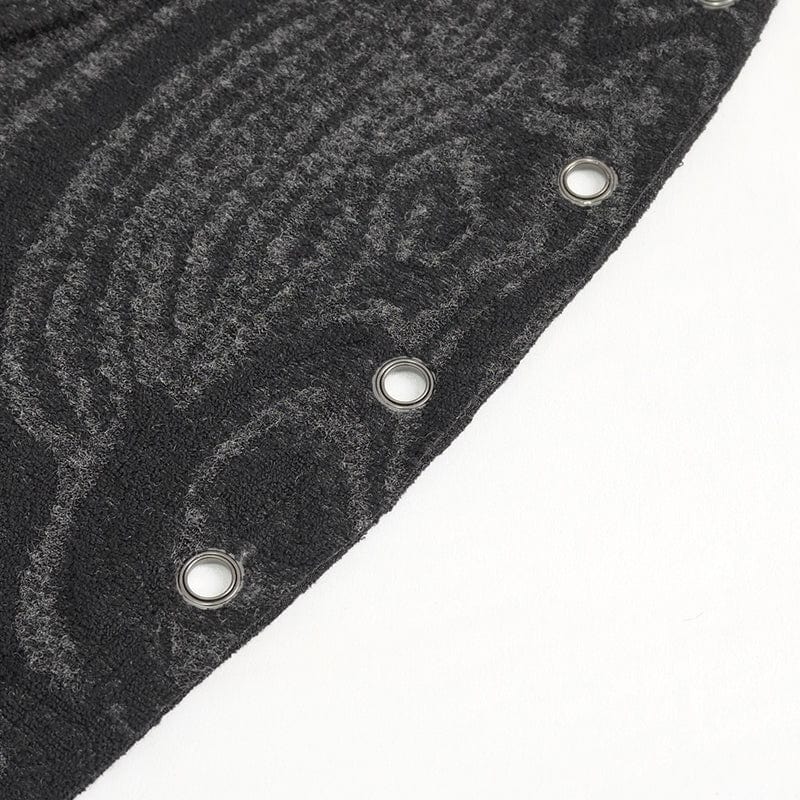 DEVIL FASHION Men's Gothic Irregular Multi-chain Coat with Hood Black