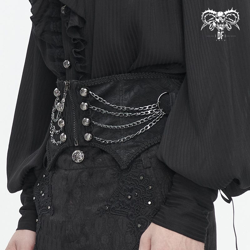 DEVIL FASHION Men's Gothic Irregular Multi-chain Zipper Girdle