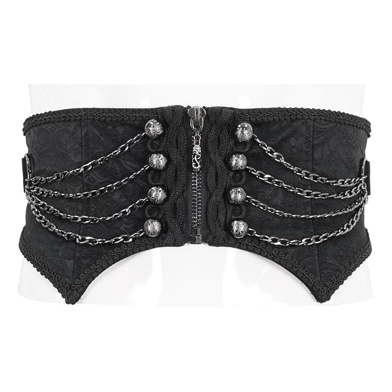 DEVIL FASHION Men's Gothic Irregular Multi-chain Zipper Girdle