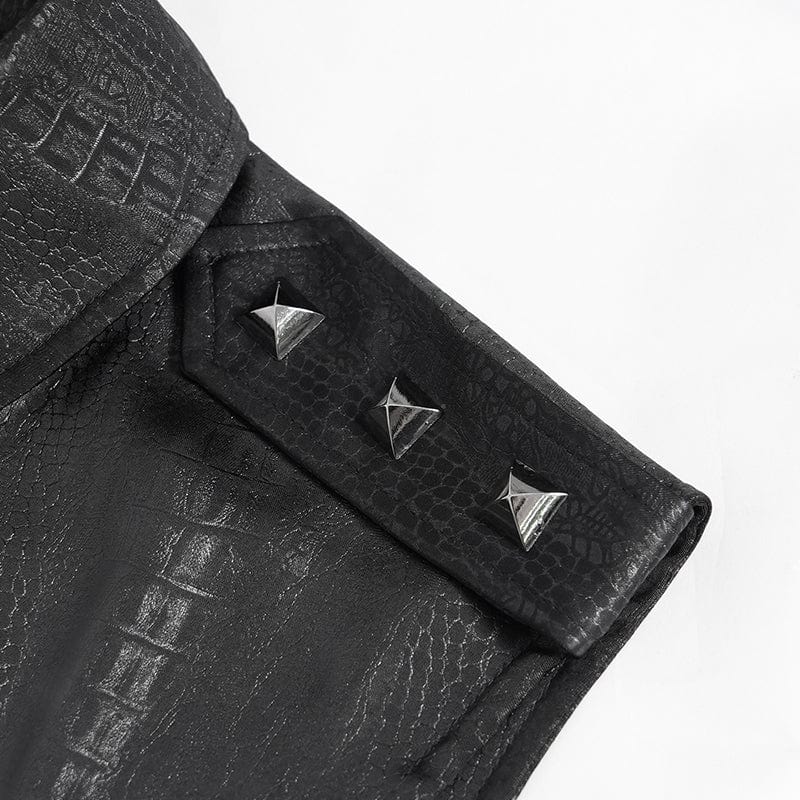 DEVIL FASHION Men's Gothic Irregular Studded Lace-up Vest