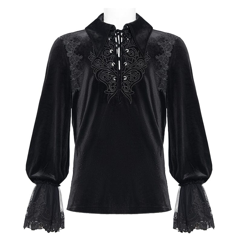 DEVIL FASHION Men's Gothic Lace-up Chain Lace Shirt