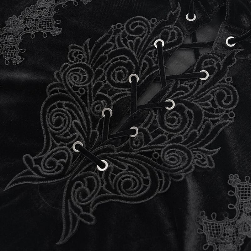 DEVIL FASHION Men's Gothic Lace-up Chain Lace Shirt