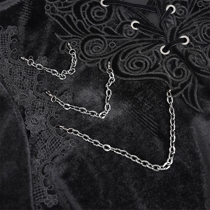 DEVIL FASHION Men's Gothic Lace-up Chain Lace Shirt