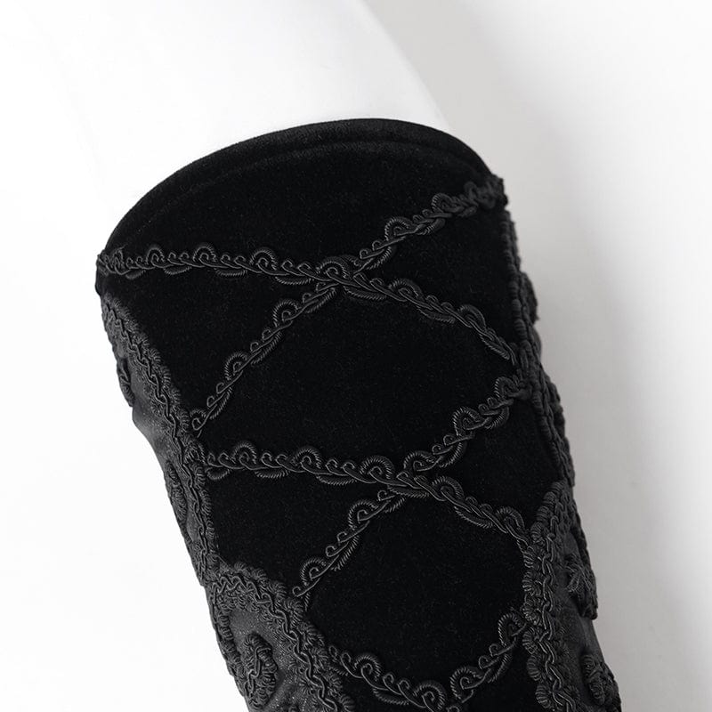 DEVIL FASHION Men's Gothic Lace-up Embroidered Velvet Splice Arm Sleeves