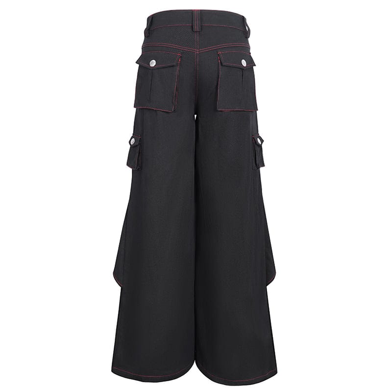 DEVIL FASHION Men's Gothic Pin Studded Flared Pants