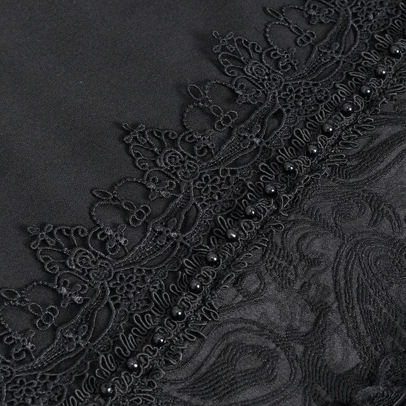 DEVIL FASHION Men's Gothic Puff Sleeved Jacquard Splice Shirt